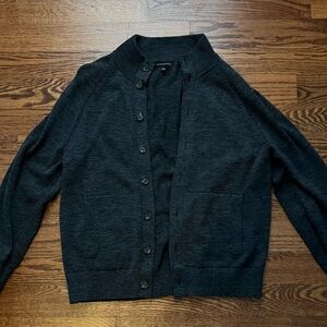 Banana Republic Charcoal Button Mock Sweater Jacket